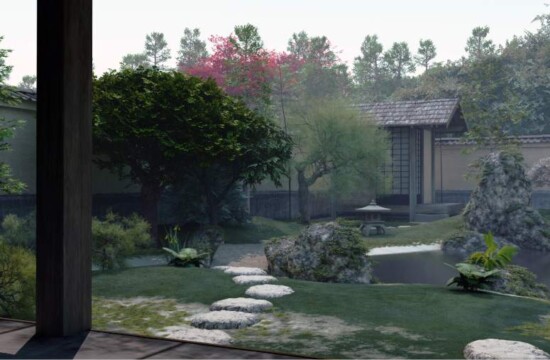 Veja dicas para criar um design de jardins online com a Stampa! Jardim japonês com pedras e lanterna exemplifica o design de jardins online.